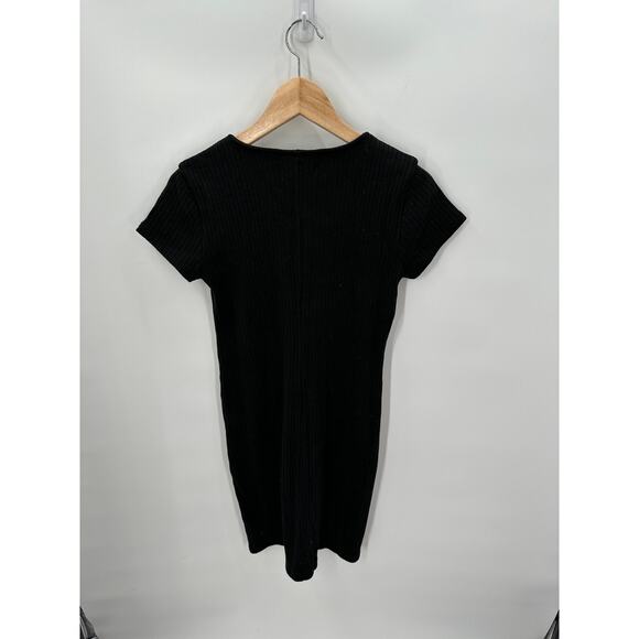 MADEWELL NWT Button-Front Ribbed Mini Dress in Black A0580 // XS - Picture 11 of 14
